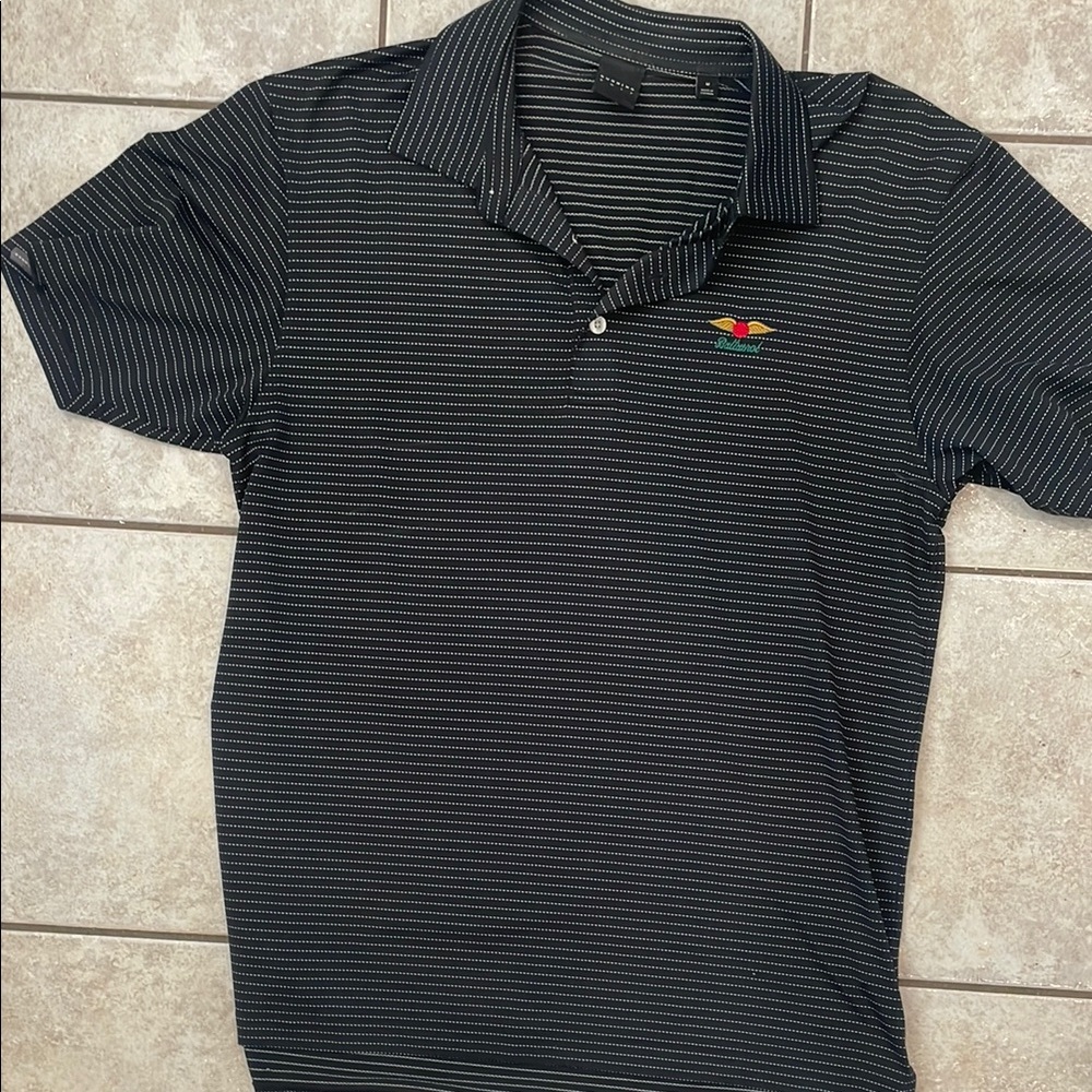 Baltusrol Golf Classic Black Polo Shirt with Subtle Stripes